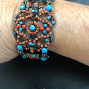 Bracelet, Orange and Royal blue beads